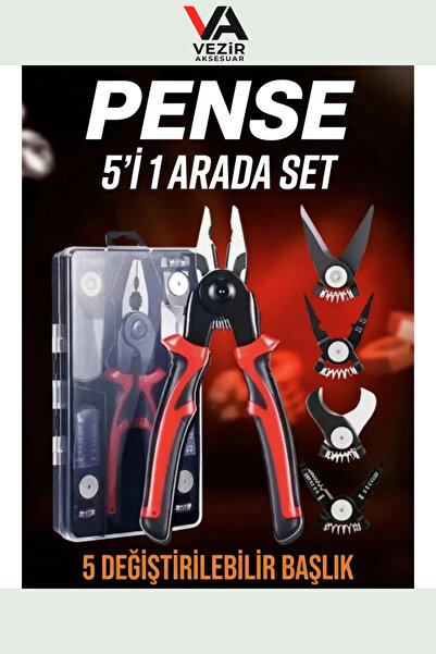 Vezir Aksesuar 5 Başlıklı Değiştirilebilir Özel Pense Hırdavat Kablo Soyum Pe...