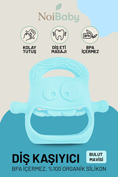 Genel Markalar Mavi Silikon Diş Kaşıyıcı ve Dişlik - BPA'sız, Yumuşak, Damak ...