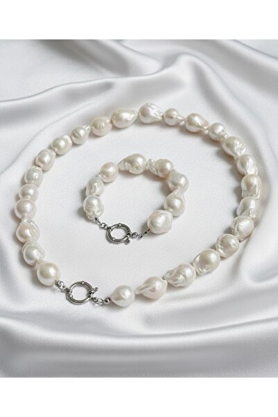 AERAS DESİNG Barok İnci Set Kolye Bileklik Zarif Şık Tasarım Gemici Kilit