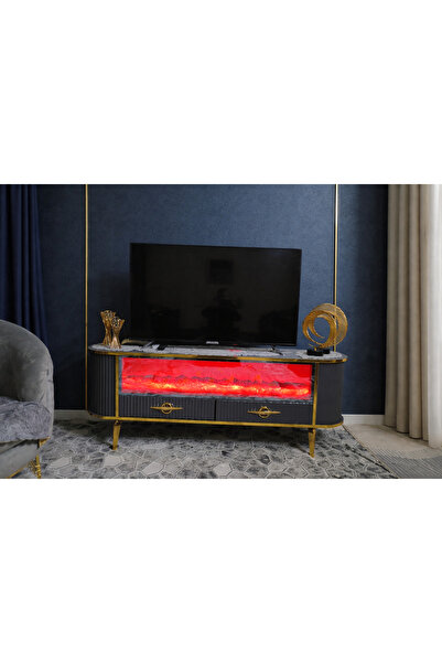 Ecrin Mobilya Çekmeceli şömineli Tv ünitesi