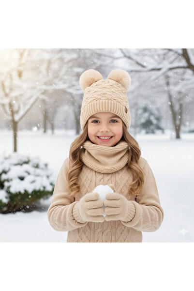 Kitti طقم من 3 قطع للفتيات من عمر 1-4 سنوات، طقم وشاح وقبعة وقفازات