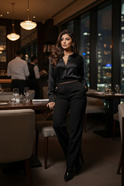 Nisantasimoda قميص ساتان عادي فاخر