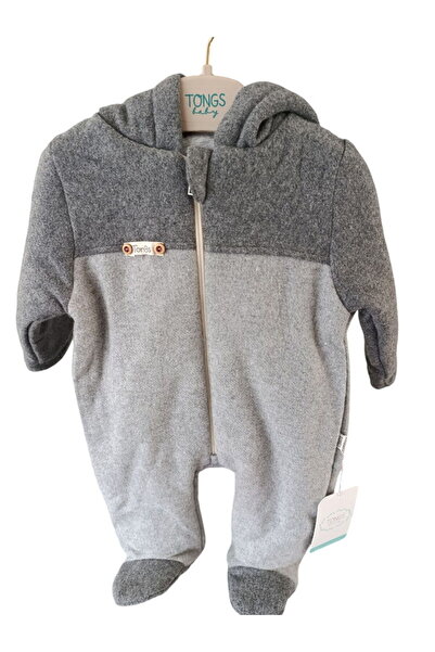 Tongs Baby 9502T Erkek Bebek Fermuarlı Kapüşonlu Patikli Tulum