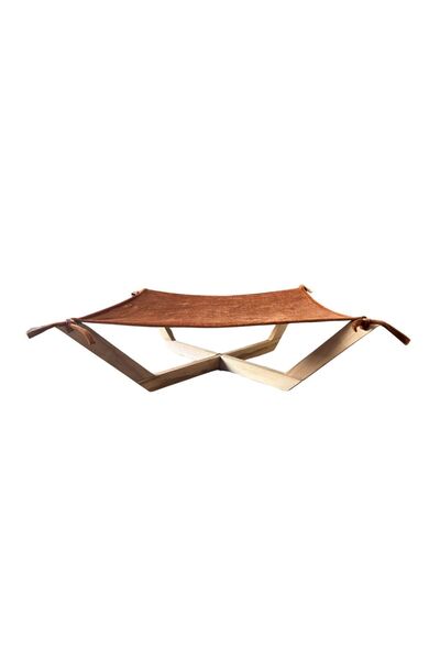 Sonrisa Pets سرير أرجوحة للقطط بأرجل خشبية باللون البني