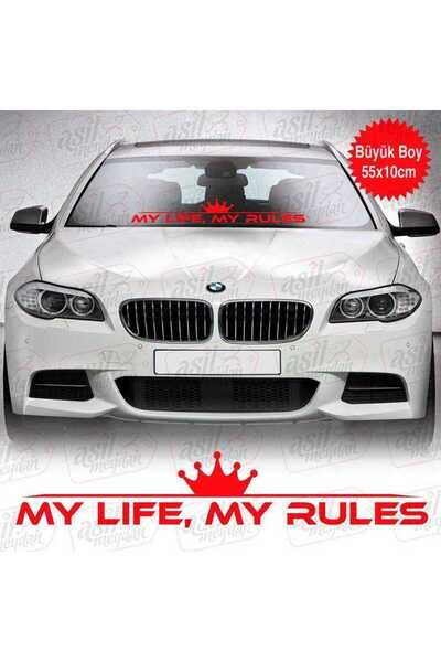 Asilmeydan My Life، My Rules ملصق أحمر كبير الحجم للزجاج الأمامي، سيارة، ملصق...