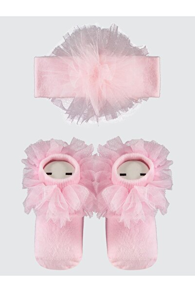 Civil Baby Tüllü Çorap ve Bandana 0-24 Ay Bebek Kız Çorap Set - Pembe Standart
