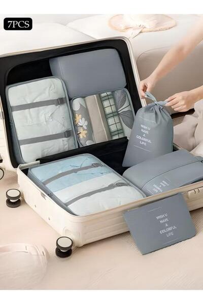 DUNISO مجموعة من 7 حقائب تنظيمية للسفر، حقائب سفر مقاومة للماء ومتينة، مكعبات...