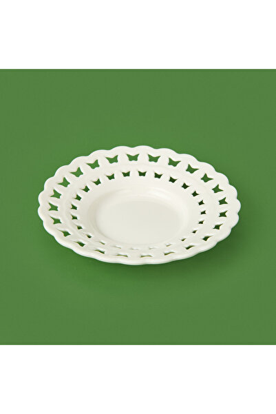 Genel Markalar Dantel Kelebek Motifli Porselen Çay Tabağı - Beyaz