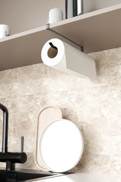 zabata Towel Holder Napkin Rack Hanger Bathroom Kitchen Organizer Paper Roll Towel Rack Practical Black Roll
