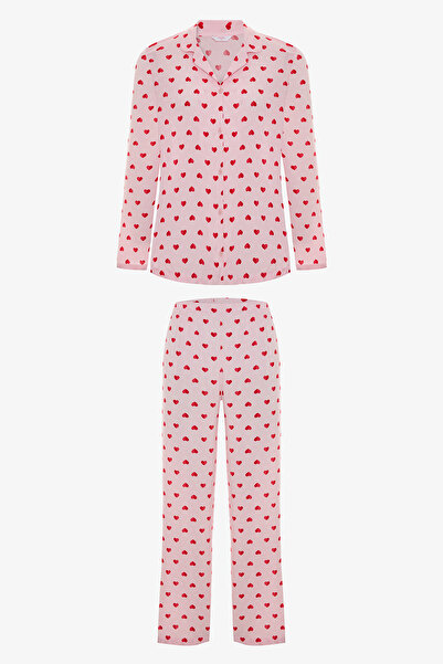 Penti Çok Renkli Hearts Gömlek Pantolon Pijama Takımı