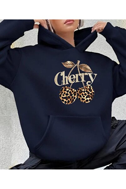 tkn your style LEOPARD CHERRY Hanorac cu glugă Trend supradimensionat cu desi...