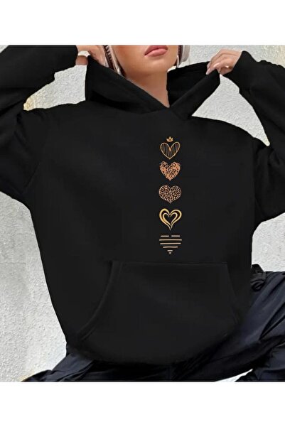 tkn your style Φούτερ με κουκούλα TAÇ KALP με σχέδιο μόδας με στάμπα, μεγάλου...