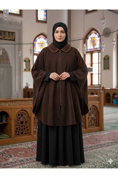 GigiTex معطف بونشو من الصوف البني مقاس 90 سم مقاس قياسي (36--60)