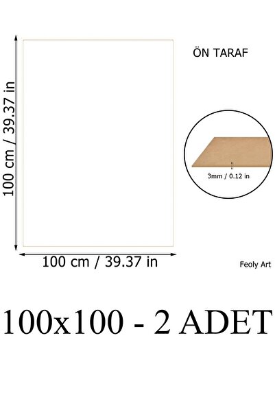 Feoly Art 3 mm 100x100 MDF Plaka (2 ADET) - Hobi, Maket, Ahşap El Sanatları İ...