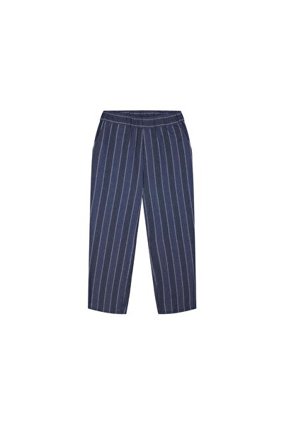 Antebies Navy Blue Striped Woven Pants
