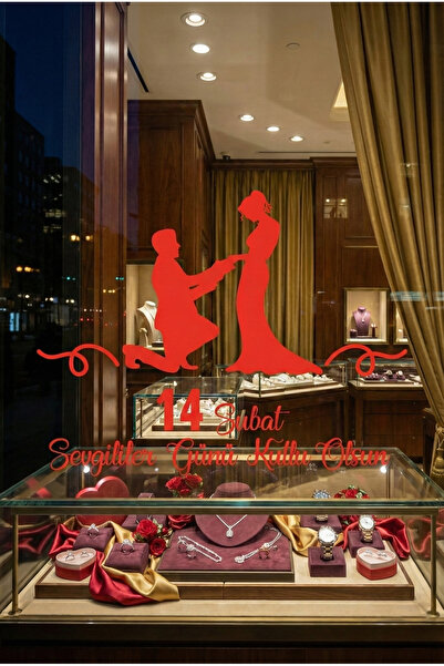 MIGNATIS 14 Şubat Sevgililer Günü Indirimi Sticker Yapıştırma 60cm - Kırmızı