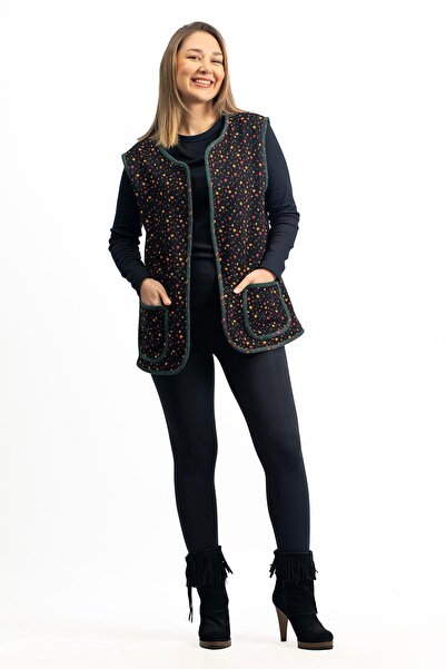 Eliş Şile Bezi Sleeveless Virgin Mary Double-Sided Pocketed Flannel Winter Ve...