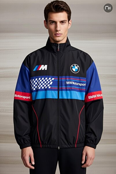 Lushen Bmw ///m Unisex Paraşüt Kumaş Oversize Dijital Baskılı Siyah Rüzgarlık...