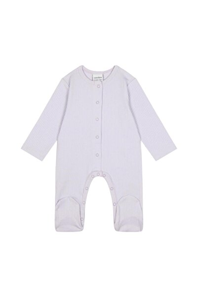 Antebies Lilac Ribbed Jumpsuit - Model with Booties