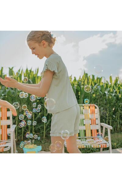 Antebies Jacquard Mint Pajama Set with Shorts