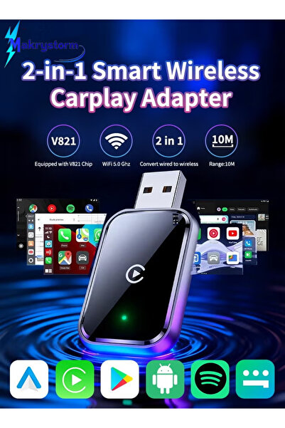 Makrystorm محول CarPlay لاسلكي مُحسّن لأجهزة iPhone، محول CarPlay صغير للهاتف...