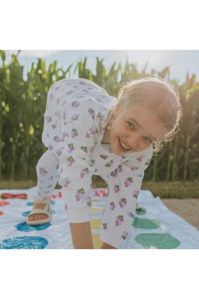 Antebies Organic, White, Grape Season Patterned, Elastic Long Sleeve Girls' S...