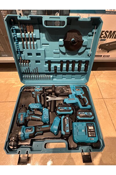 Eagletech 21V Darbeli Kömürsüz 4'lü Set Kırıcı Delici Hilti - Taşlama - Somun...