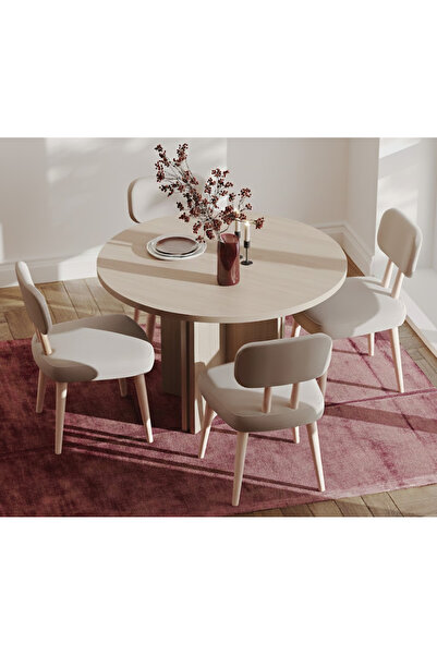 Normod Olyn Yuvarlak İskandinav Yemek Masası - Çizilmeye Dayanıklı, Premium K...