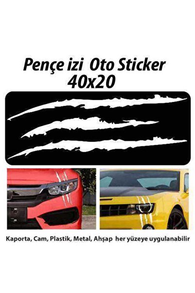 cnpromosyon Monster Canavar Pençe İzi Uzun Beyaz Far Sticker - Araba Etiket, ...