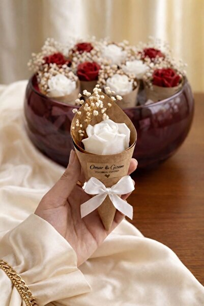 ceysethome 15 Adet Kokulu Kişiye Özel Lüks Gül Mum Buketleri ( Beyaz )