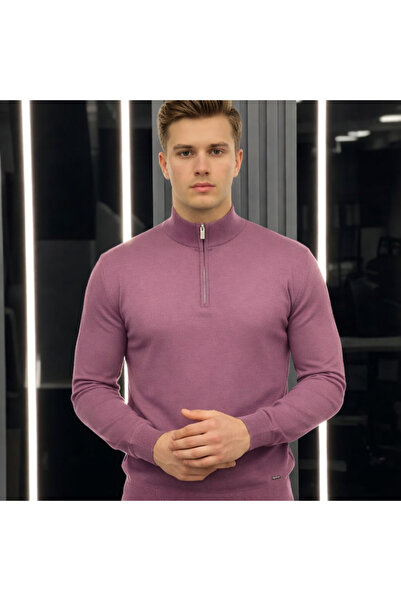 STYLENEST Men's Zippered Knitwear Sweater Slim Fit Half Zipper High Neck