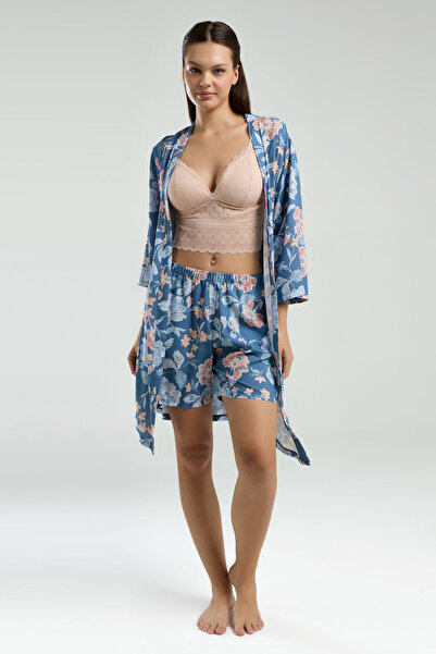 Arnetta Women's Indigo 3-Piece Robe Set