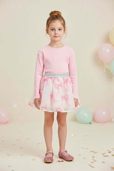 Le Mabelle Ροζ μακρυμάνικο βαμβακερό μπλουζάκι για παιδιά