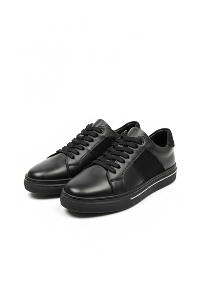 Genuine Leather Black Men's Sneaker | Rubber Sole Casual Shoes MRT-241025