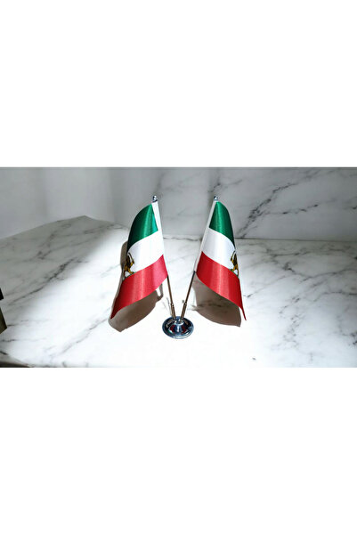 ZC Bayrak Aslan Güneş Iran Milli 2li Masa Üstü Bayrağı 15x22.5 Masa Bayrağı