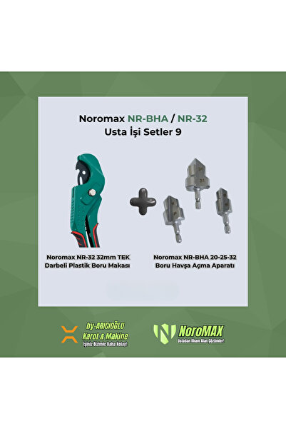 Noromax Boru Havşa Aparatı ve Tek Darbe Plastik Boru Makası Tamir Kiti Kaynak...