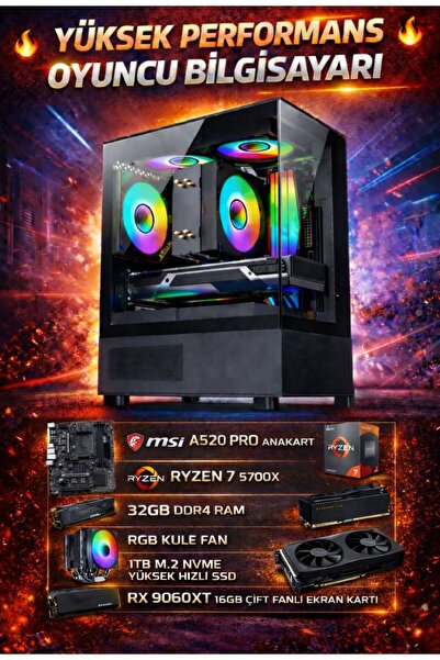 Apphirex RİSE X90 Ryzen 7 5700X 32GB 1TB M.2 SSD RX9060XT 16GB Oyuncu Masaüst...