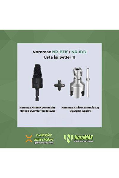 Noromax Matkap Uyumlu Kılavuz ve 20mm İç-Dış Diş Açma Aparat Seti