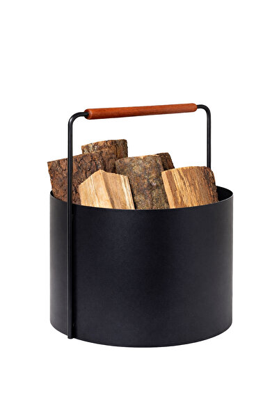 SOMINECO Kızıl Meşe Saplı Odun Metal Odunluk Sepet