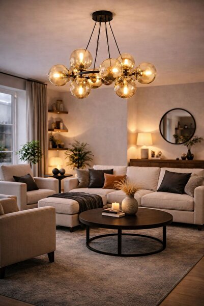 Apliqa Lustra HubRom, LORENTO 3825-07-BL-GD 70x75 cm 8xE27-60W Negru / Auriu