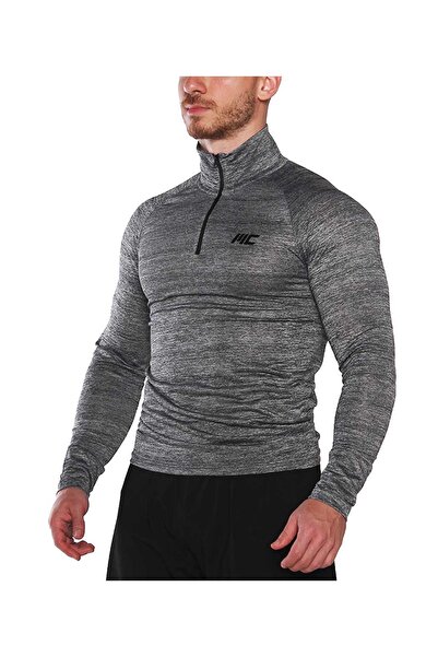 MUSCLECLOTH Pro Stretch Fermuarlı Uzun Kollu T-Shirt Füme