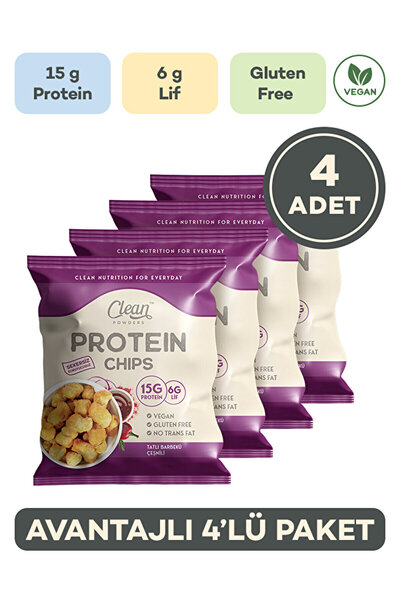 Clean Powders Protein Chips 50 Gr Sağlıklı Atıştırmalık Tatlı Barbekü 4 Adet