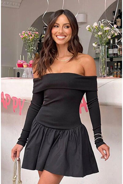 Be Best Rochie mini pentru femei Madonna cu guler și fustă cu balon BE169