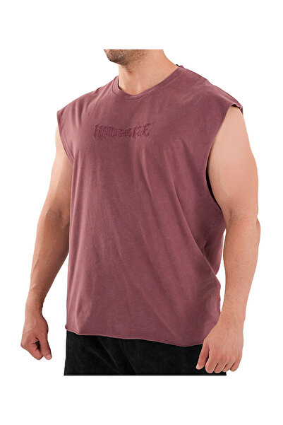 Kingsize Nutrition Kingsize Darksteel Antik Yıkamalı Kolsuz T-Shirt Bordo