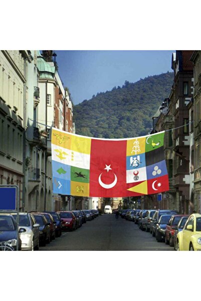 Genel Markalar 17 Eski Türk Devletleri Tek Poster Raşel Bayrak -600x300cm - 6...