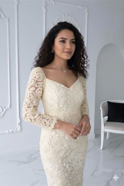 Dm Life PREMİUM ABİYE 3 BOYUTLU GÜL DESEN ABİYE