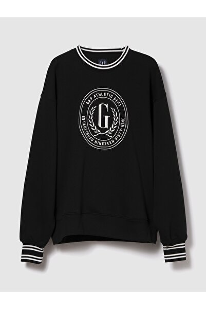 GAP Kadın Siyah VintageSoft Oversized Logo Sweatshirt