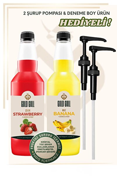 gold gull Muz & Çilek Aromalı Kahve & Meyve Şurubu 2 X 700ml