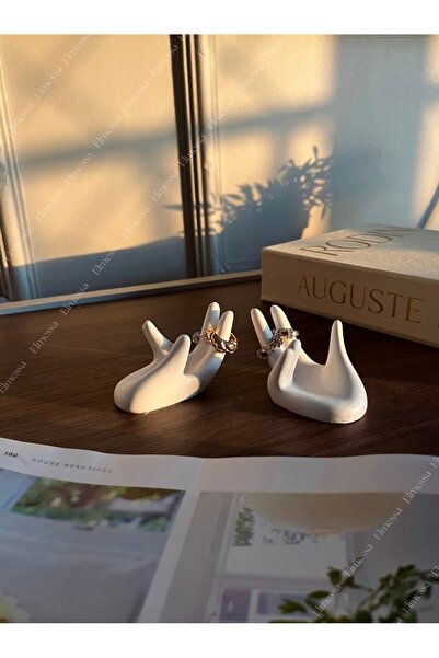 Elmessa 2’li Dekoratif Çok Amaçlı Takı Tabağı,Yüzük Standı Vernikli(8x5cm)