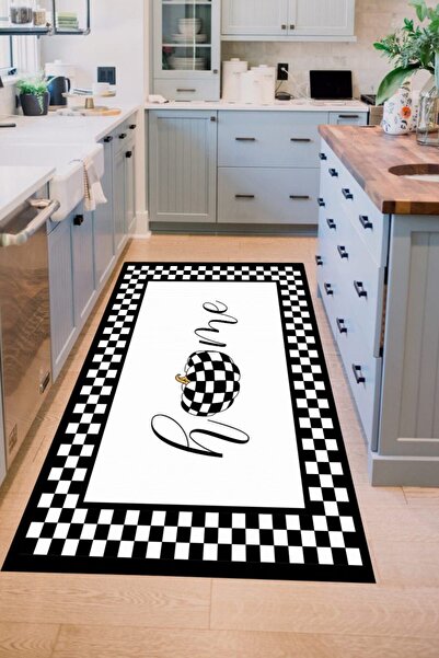 Decomia Home Dijital Baskılı Kaymaz, Yıkanabilir Mackenzie Kabak Dama Des.siy...